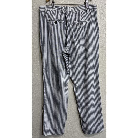 Flat Front Linen Avery Pants Striped Stretch Nautical Resort Beach Comfy Size 6 - Picture 2 of 9
